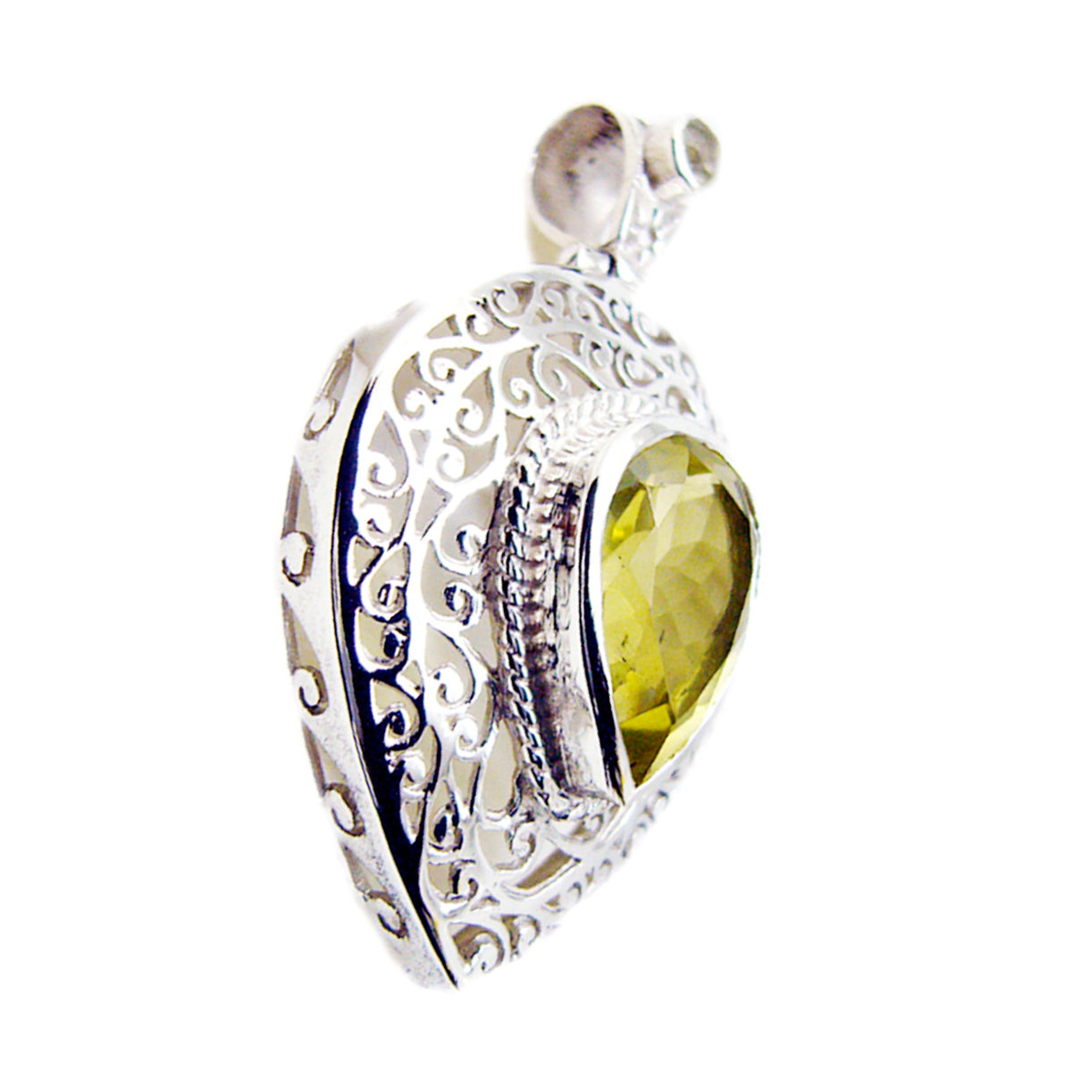 Riyo prachtige edelsteen peer gefacetteerde gele citroenkwarts 1000 sterling zilveren hanger cadeau voor vriendin