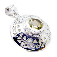Круглый граненый драгоценный камень riyo, кулон из стерлингового серебра с желтым лимонным кварцем, подарок для ручной работы