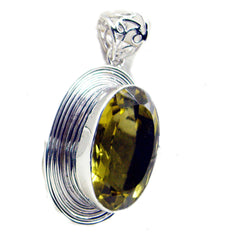 Riyo comely gems ovale à facettes jaune citron quartz pendentif en argent cadeau pour sœur
