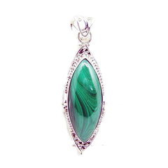 Riyo Fanciable Gemstone Marquise Cabochon Green Malachite Sterling Silver Pendant Gift For Handmade