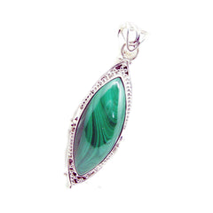 Riyo Fanciable Gemstone Marquise Cabochon Green Malachite Sterling Silver Pendant Gift For Handmade