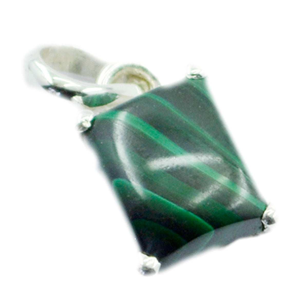 riyo fantaisie gemmes octogone cabochon vert malachite pendentif en argent cadeau pour le lendemain de Noël