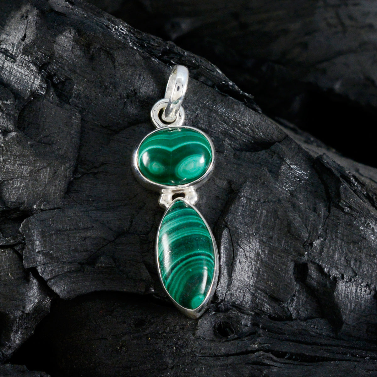 Riyo knockout pierre précieuse multi cabochon vert malachite pendentif en argent sterling cadeau pour noël