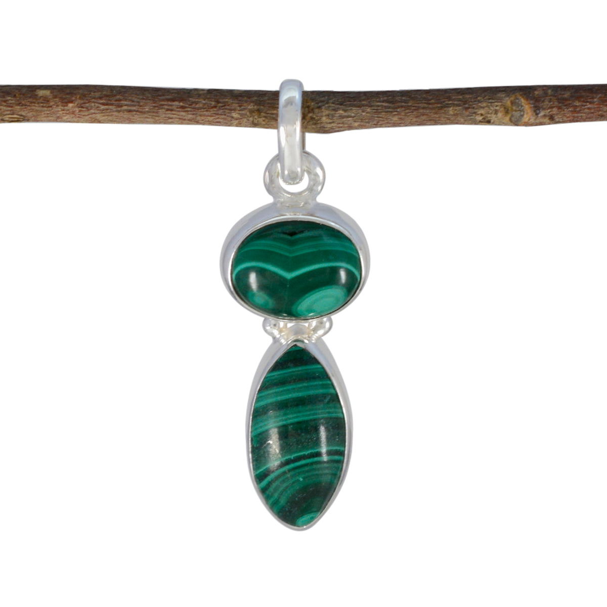 Riyo knockout pierre précieuse multi cabochon vert malachite pendentif en argent sterling cadeau pour noël