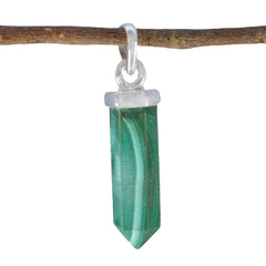 Riyo Attractive Gems Fancy Faceted Green Malachite Solid Silver Pendant Gift For Good Friday