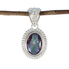 riyo eleganti gemme ovali sfaccettate multicolore quarzo mistico ciondolo in argento regalo per moglie