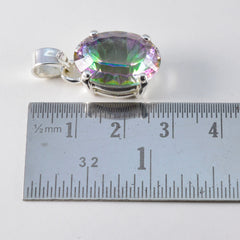 Riyo Fit Gems Ovale Facet Multi Color Mystic Quartz Zilveren Hanger Cadeau voor vrouw