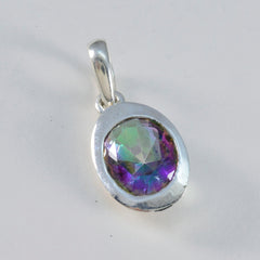 Riyo Good Gemstone Oval Faceted Multi Color Mystic Quartz 938 Sterling Silver Pendant Gift For Good Friday