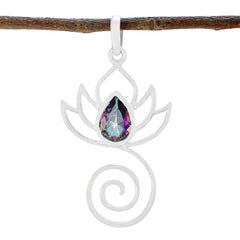 Riyo Winsome Gems Pear Faceted Multi Color Mystic Quartz Solid Silver Hanger Cadeau voor Goede Vrijdag