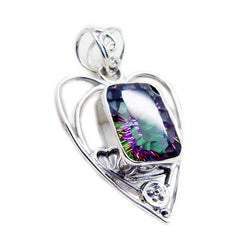 riyo charmiga ädelstenar octagon facetterad flerfärgad mystic quartz silver hänge present till fru