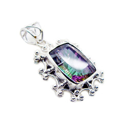 Riyo Delightful Gemstone Octagon Faceted Multi Color Mystic Quartz Sterling Silver Pendant Gift For Women
