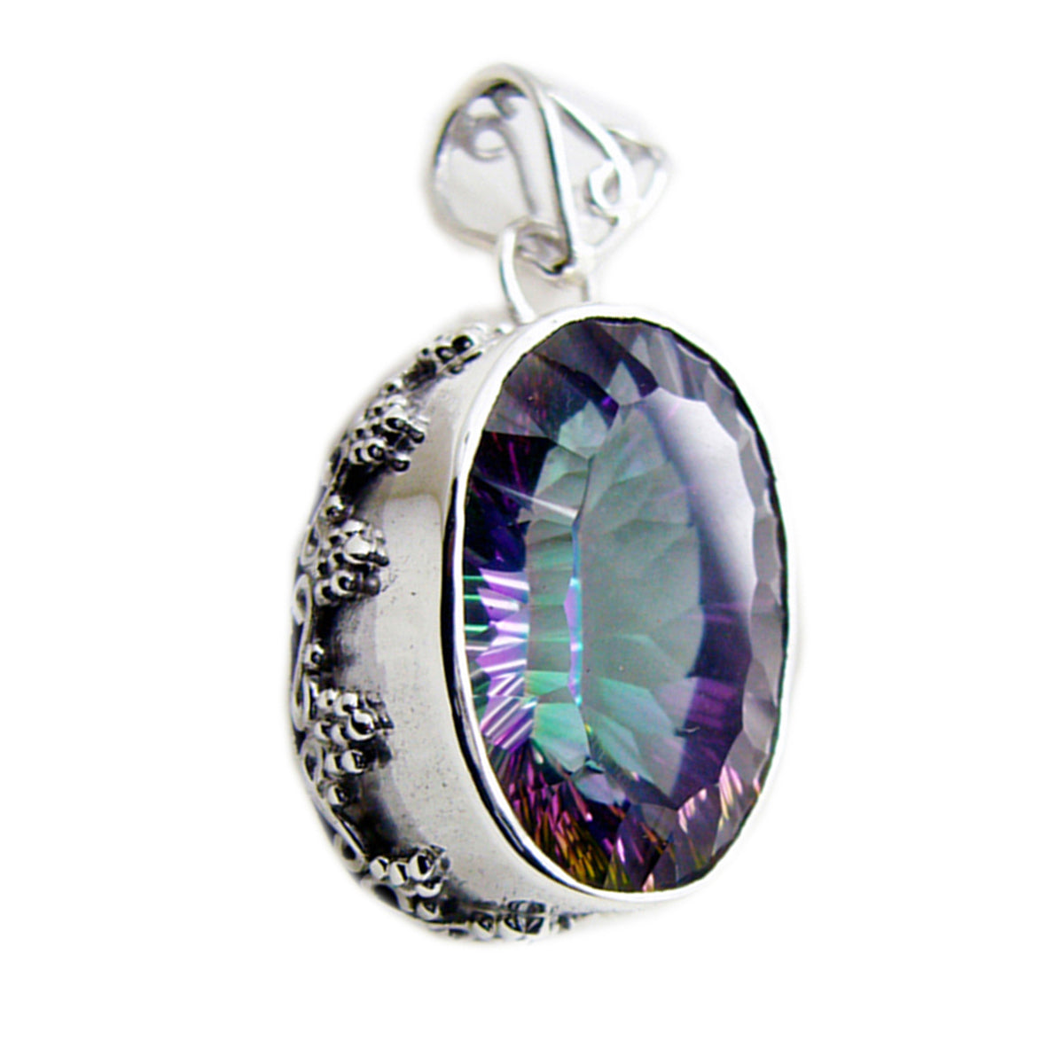 riyo bonny gems oval facetterad flerfärgad mystic quartz silver hängsmycke present till syster