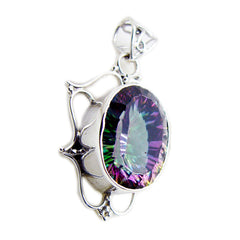 riyo fantaisie pierre précieuse ovale à facettes multicolore quartz mystique pendentif en argent sterling cadeau pour un ami