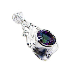 Riyo pierres précieuses chaudes rondes à facettes multicolore quartz mystique pendentif en argent cadeau pour sœur