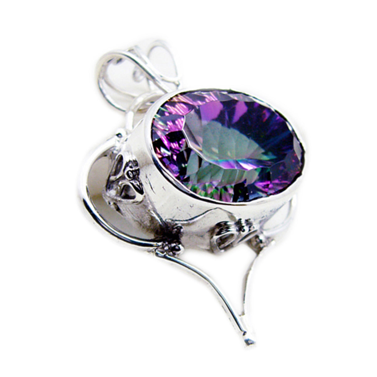 riyo beaut gems ovale facettes multi couleur mystique quartz argent pendentif cadeau pour femme