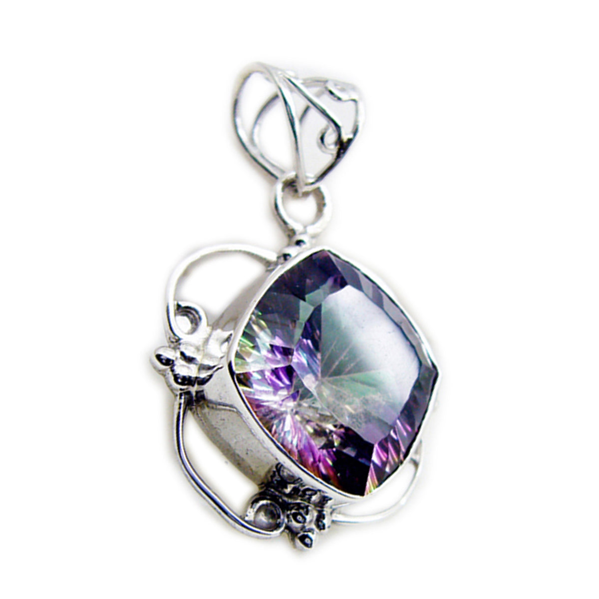 riyo prepossessing gems kudde facetterad flerfärgad mystic quartz silver hänge present till fru