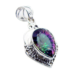 Riyo Foxy Gems Pear Faceted Multi Color Mystic Quartz Solid Silver Pendant Gift For Easter Sunday