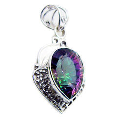 Riyo Foxy Gems Pear Faceted Multi Color Mystic Quartz Solid Silver Pendant Gift For Easter Sunday