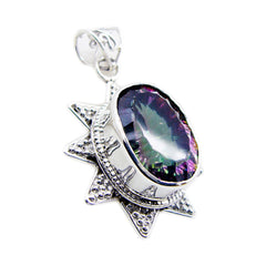 riyo bellissime gemme ovali sfaccettate multicolore quarzo mistico ciondolo in argento massiccio regalo per anniversario