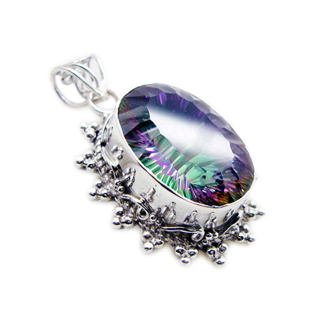 riyo prepossessing ädelsten oval facetterad flerfärgad mystic quartz 1174 sterling silver hänge present till långfredag