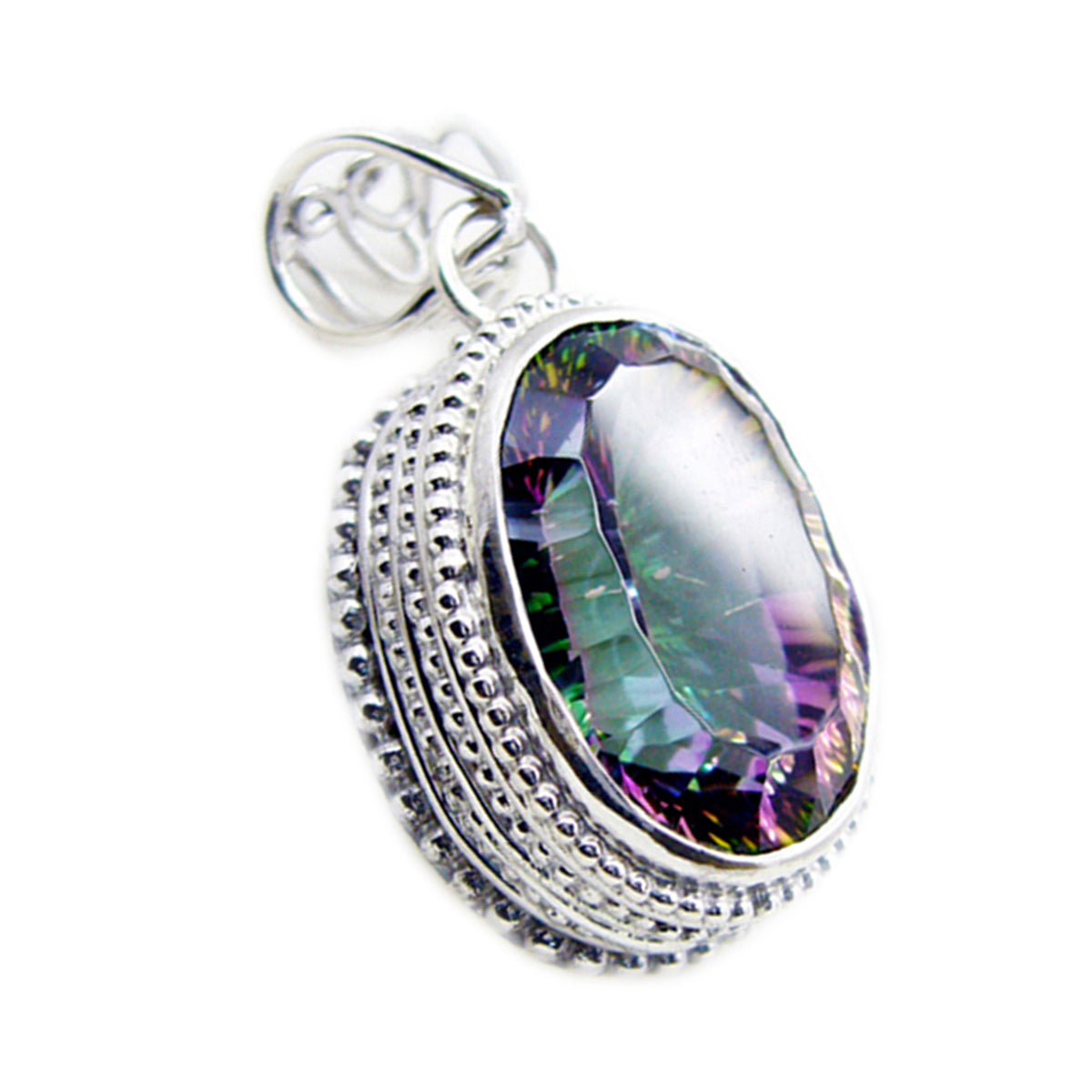 riyo affascinante pietra preziosa ovale sfaccettata multi colore quarzo mistico ciondolo in argento sterling regalo per donne