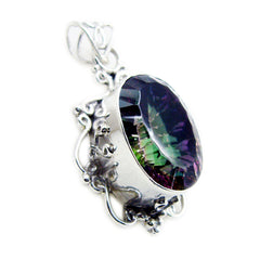 riyo элегантный овальный граненый многоцветный кулон из цельного серебра с мистическим кварцем, подарок на пасхальное воскресенье