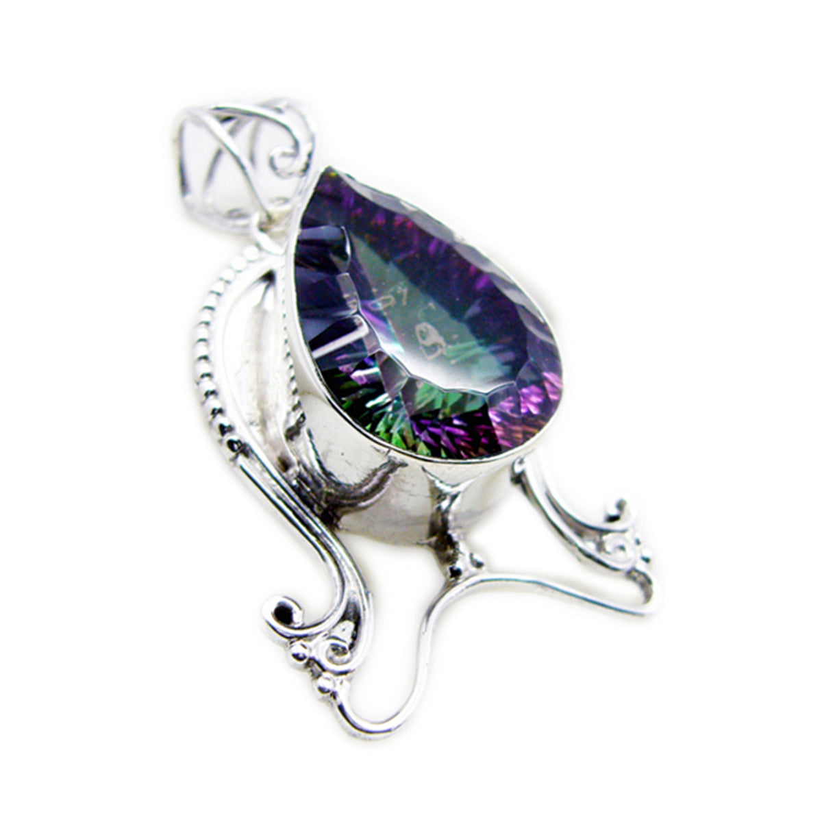riyo comely gems päron facetterad flerfärgad mystic quartz solid silver hängsmycke present till bröllop