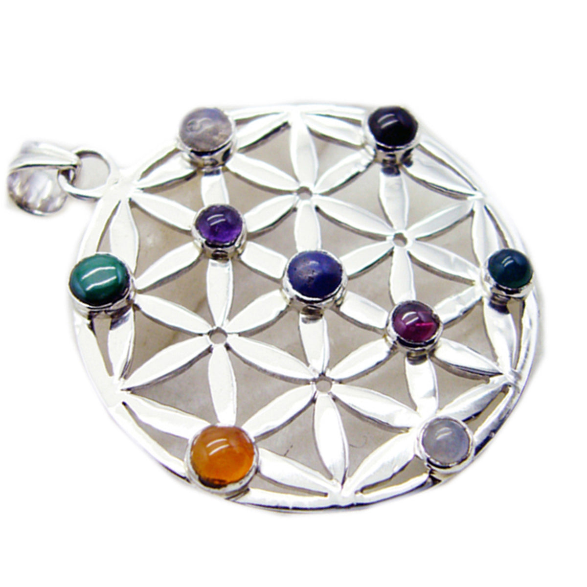 riyo bonny драгоценный камень круглый кабошон многоцветный многоцветный кулон из стерлингового серебра подарок для женщин