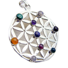 riyo bonny драгоценный камень круглый кабошон многоцветный многоцветный кулон из стерлингового серебра подарок для женщин