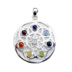riyo потрясающие драгоценные камни круглый кабошон многоцветный многоцветный кулон из цельного серебра подарок на страстную пятницу