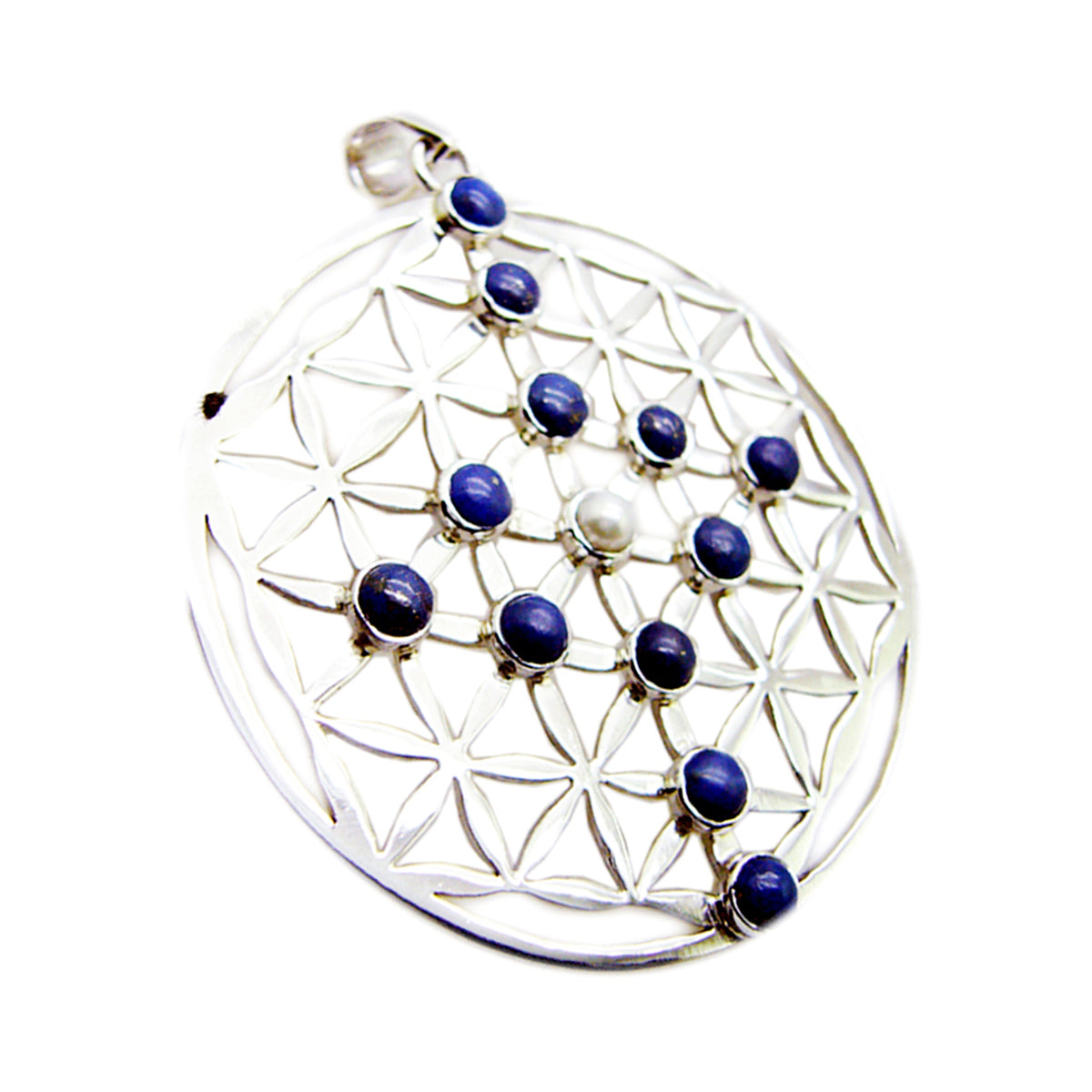 Riyo Gorgeous Gemstone Round Cabochon Multi Color Multi Stone Sterling Silver Pendant Gift For Handmade