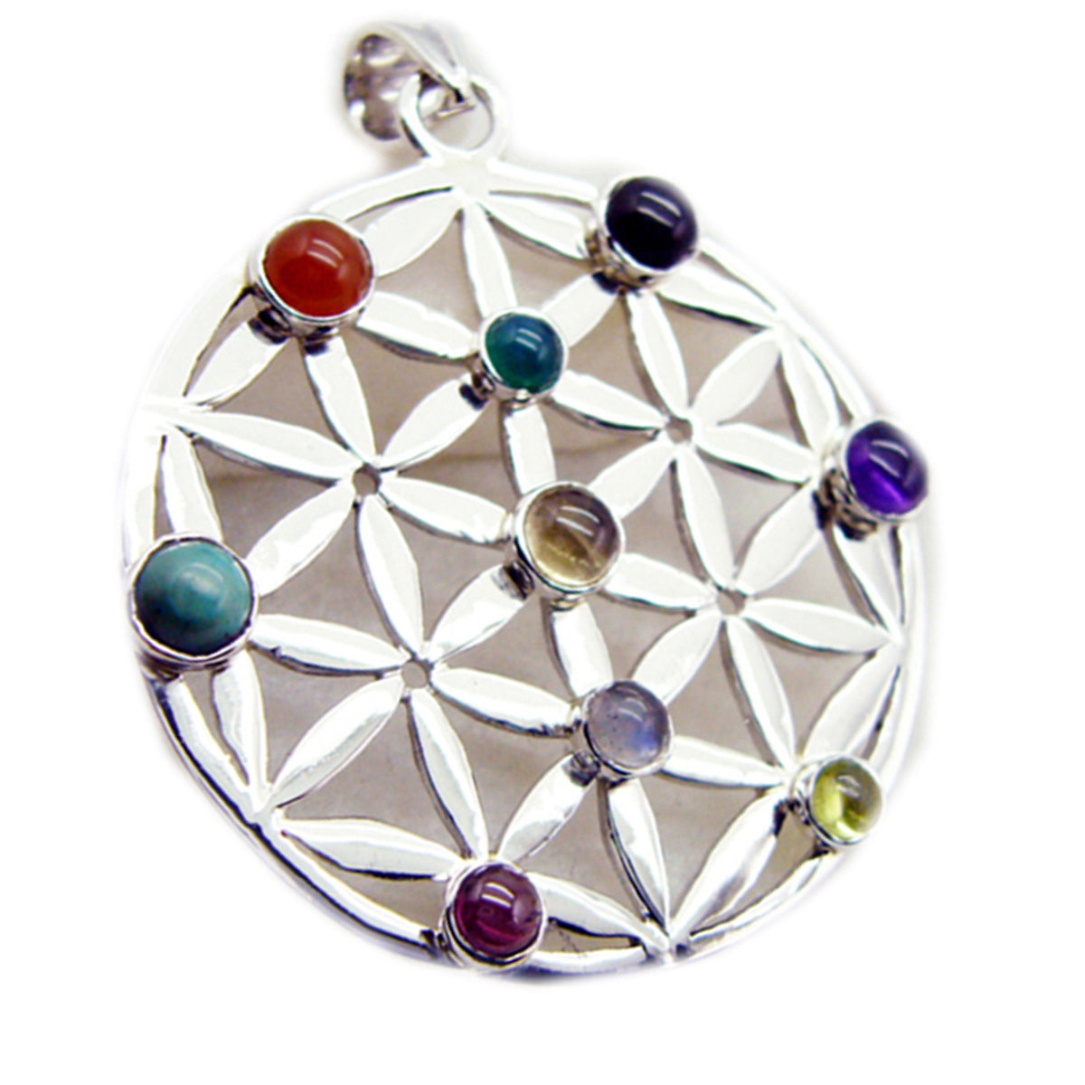riyo необычные драгоценные камни круглый кабошон многоцветный многоцветный серебряный кулон подарок на страстную пятницу