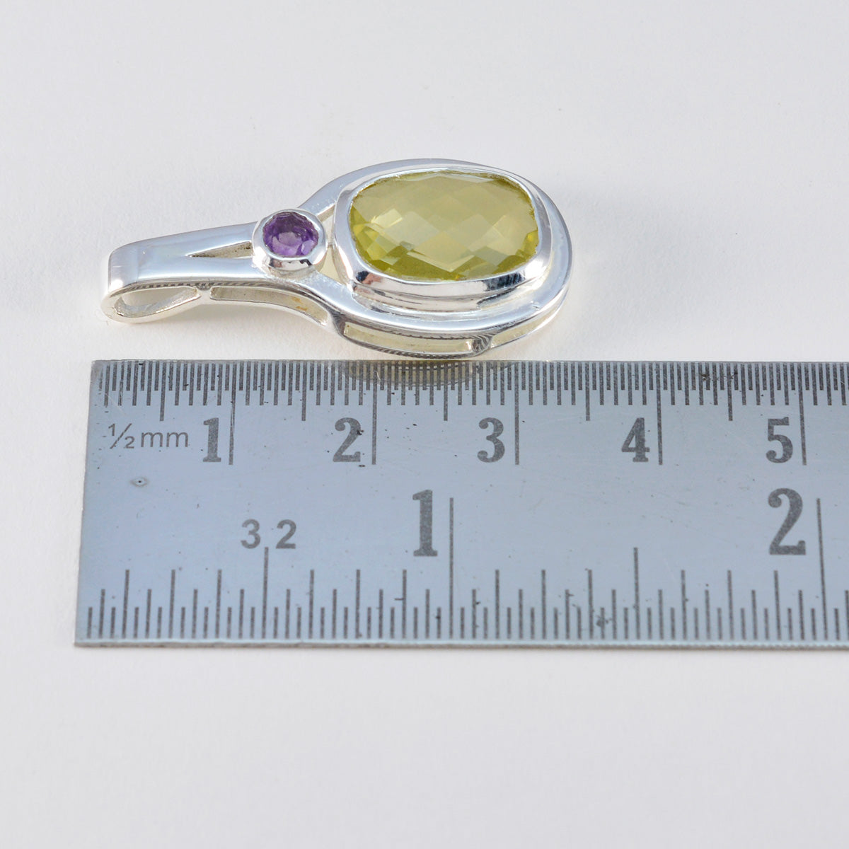 Riyo Spunky Gemstone Octagon Checker Multi Color Multi Stone 1100 Sterling Silver Pendant Gift For Girlfriend