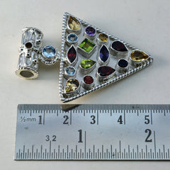 Riyo Good Gemstone Multi Faceted Multi Color Multi Stone Sterling Silver Pendant Gift For Friend