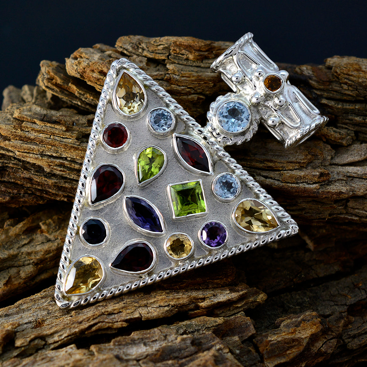 riyo хороший драгоценный камень многогранный многоцветный кулон из стерлингового серебра с несколькими камнями подарок для друга