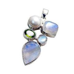 Riyo Pretty Gems Anhänger aus massivem Silber mit mehreren Facetten, mehreren Farben und mehreren Steinen, Geschenk für Karfreitag
