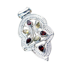 Riyo Pleasing Gems Multi Faceted Multi Color Multi Stone Solid Silver Pendant Gift For Anniversary