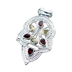Riyo Pleasing Gems Multi Faceted Multi Color Multi Stone Solid Silver Pendant Gift For Anniversary