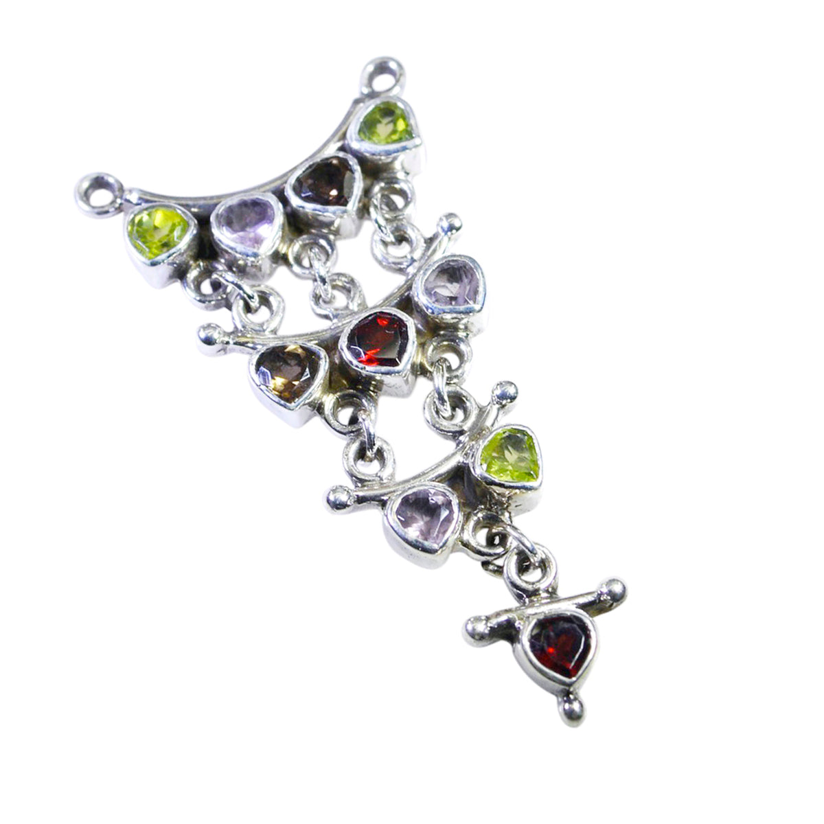 Riyo Delightful Gemstone Heart Faceted Multi Color Multi Stone 1210 Sterling Silver Pendant Gift For Good Friday