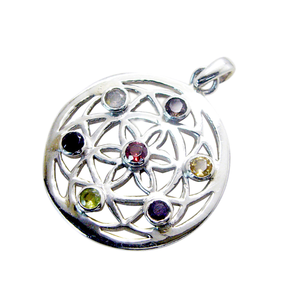 Завораживающий драгоценный камень riyo, круглый граненый многоцветный кулон из стерлингового серебра с несколькими камнями, подарок для друга
