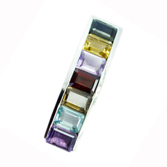 Riyo Tasty Gems Octagon Faceted Multi Color Multi Stone Solid Silver Pendant Gift For Wedding