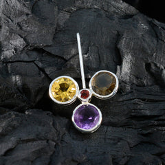 Riyo Engaging Gems runder, facettierter, mehrfarbiger, mehrfarbiger Silberanhänger mit mehreren Steinen, Geschenk für die Frau