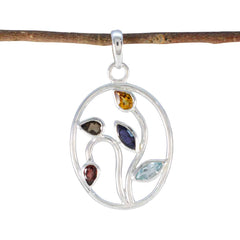 Riyo Ravishing Gems Multi Facet Multi Color Multi Stone Solid Silver Hanger Cadeau voor bruiloft