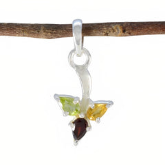 Riyo Fanciable Gems Pear Faceted Multi Color Multi Stone Silver Pendant Gift For Sister