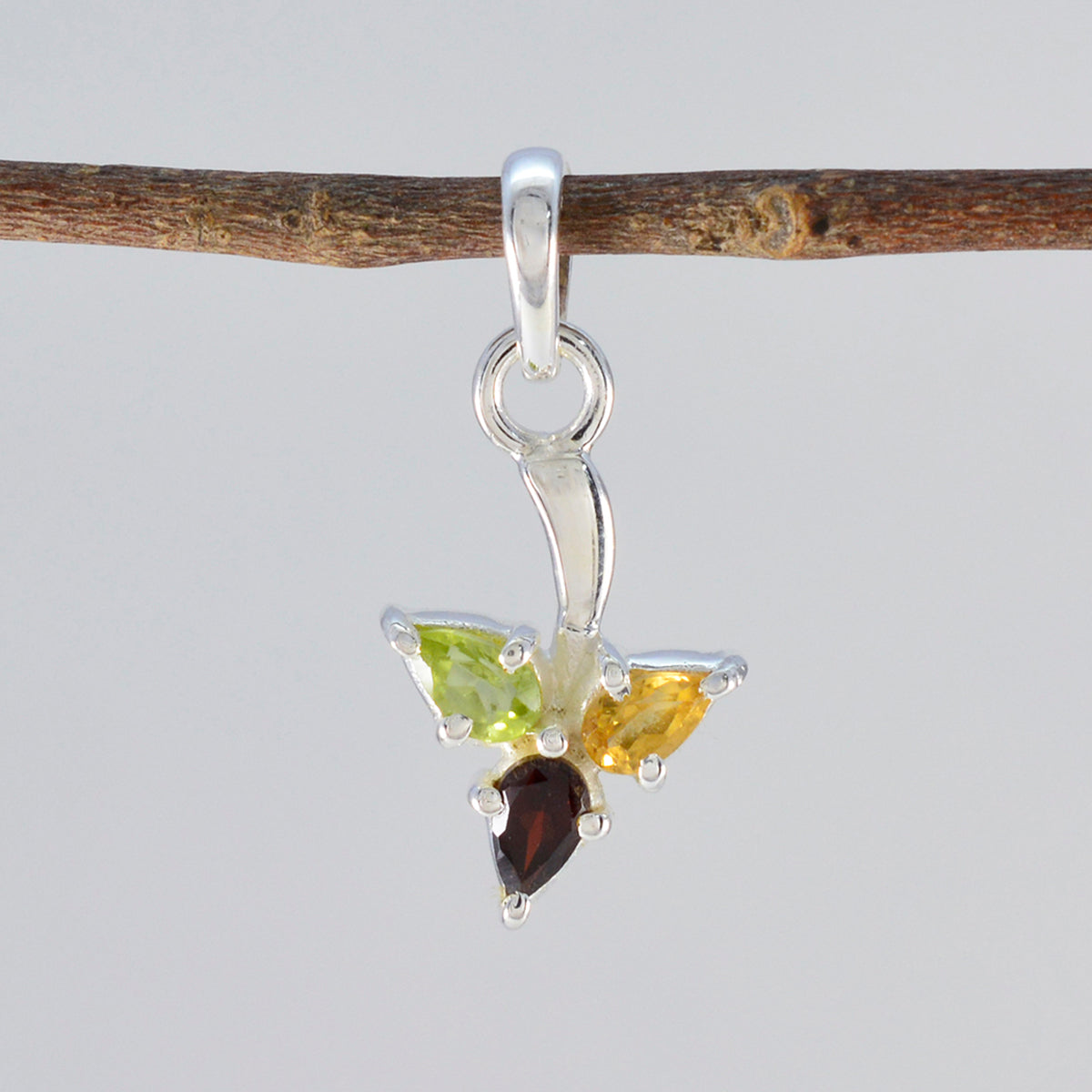 Riyo Fanciable Gems Peer Facet Multi Color Multi Stone Zilveren Hanger Cadeau voor zus