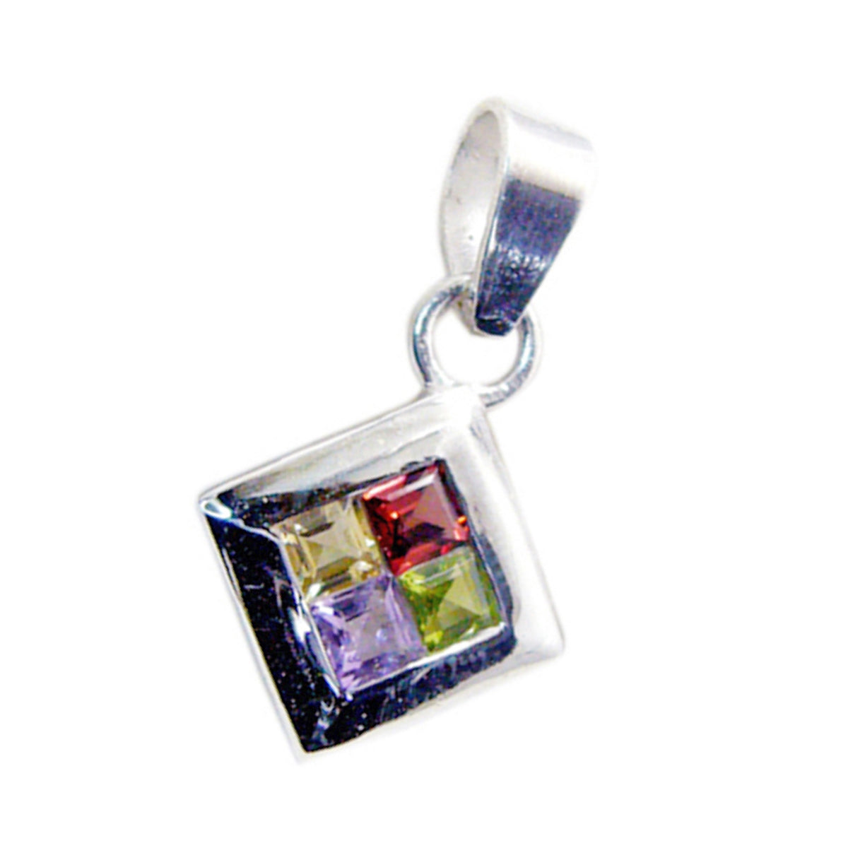 Riyo – pendentif en argent sterling avec pierres précieuses carrées à facettes multicolores, cadeau de noël