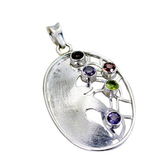 Riyo Fanciable Edelsteen Ronde Facet Multi Color Multi Stone Sterling Zilveren Hanger Cadeau voor vrouwen