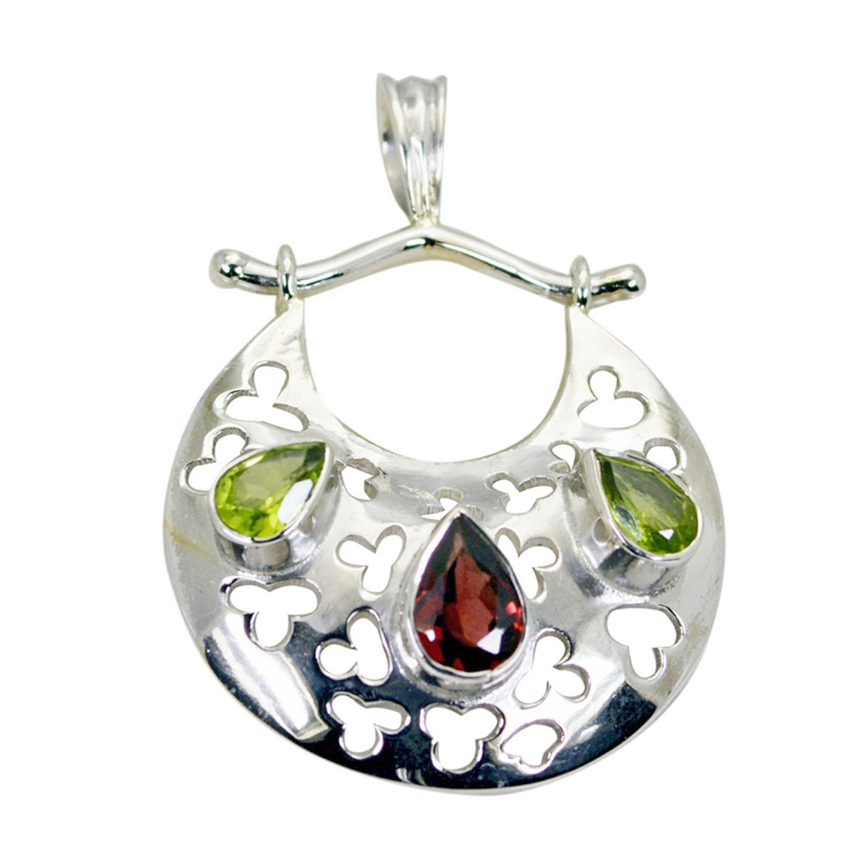 riyo bäddbara ädelstenar päron fasetterad flerfärgad multi sten massivt silver hänge present till bröllop