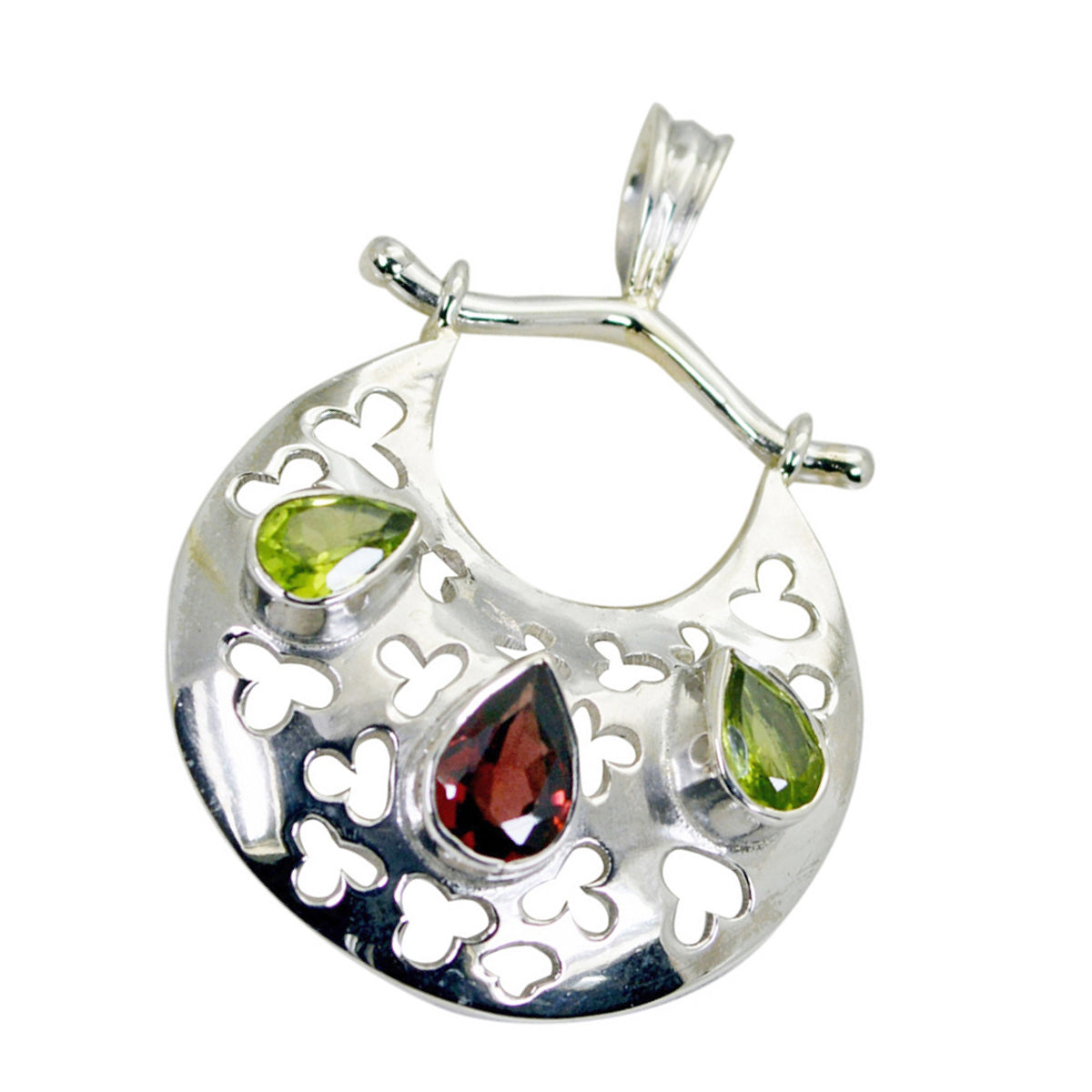 Riyo Beddable Gems Pear Faceted Multi Color Multi Stone Solid Silver Hanger Cadeau voor bruiloft