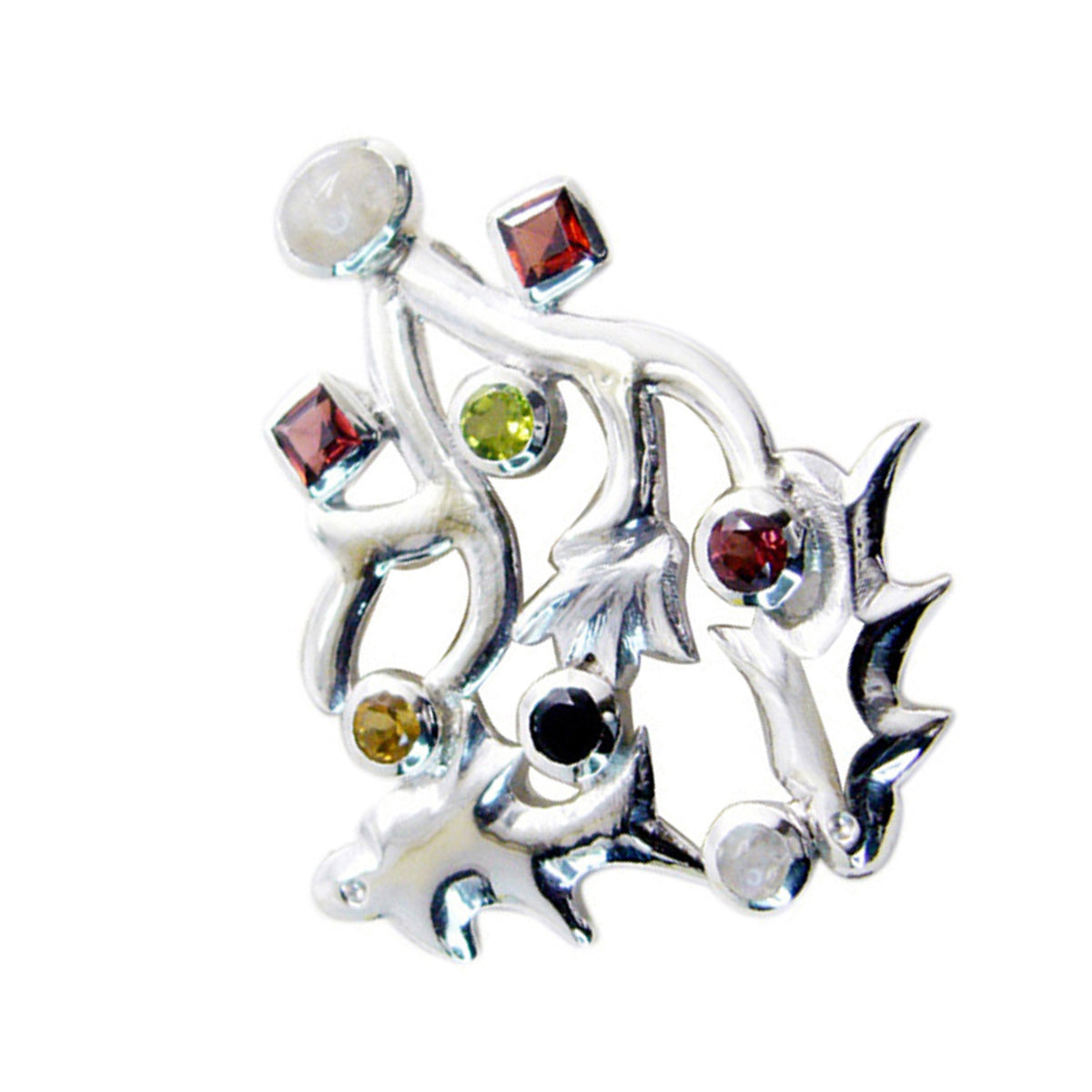 Riyo Fit Gems Multi Facet Multi Color Multi Stone Zilveren Hanger Cadeau voor zus